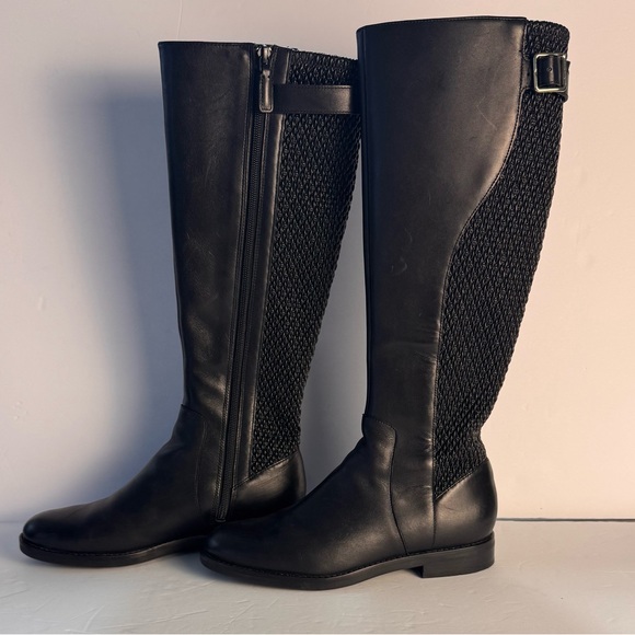 COLE HAAN Idah Equestrian Riding Tall Black Leather Boots, W22265 Size 7.5 - Picture 3 of 13